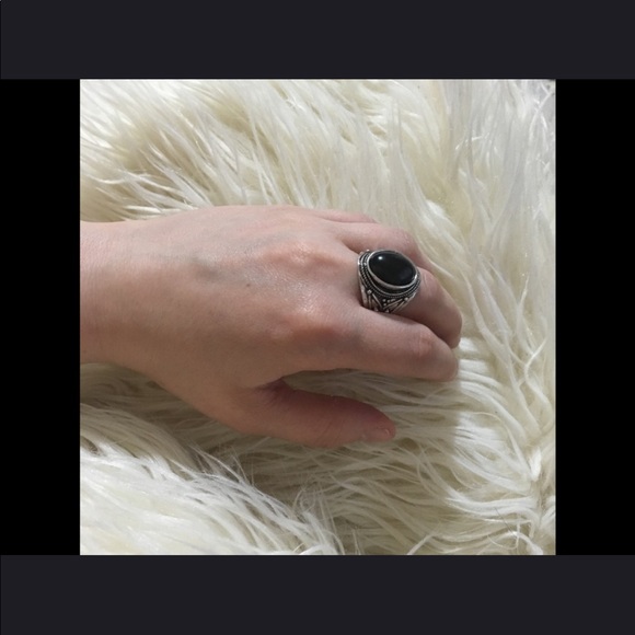 ‼️LAST ONE‼️Big Black Round Onyx Silver Ring SZ 6 - Picture 5 of 5